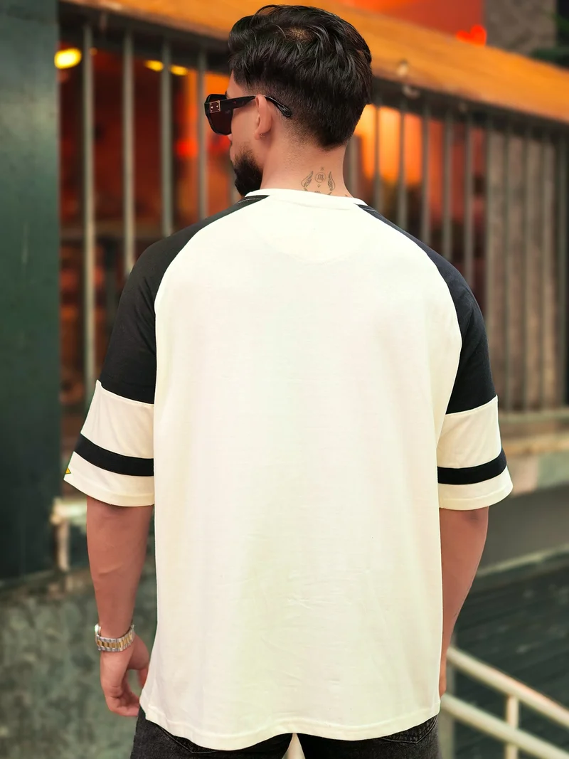 Maniac  Maniac Mens AOP Inksplatter Printed Round Neck Half Sleeve White and Grey Cotton Tshirt for Men | Best Price UAE